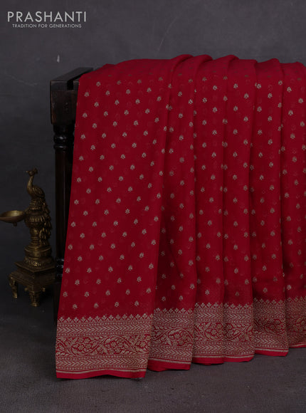 Banarasi georgette saree red with allover thread & zari woven buttas and woven border