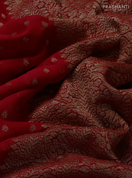 Banarasi georgette saree red with allover thread & zari woven buttas and woven border