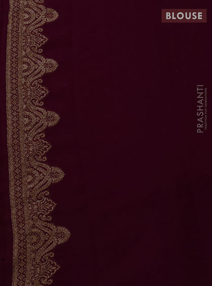 Banarasi georgette saree deep purple with allover thread & zari woven buttas and woven border