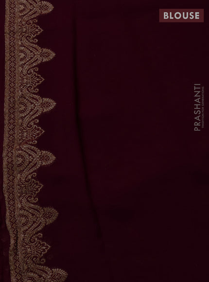 Banarasi georgette saree deep wine shade with allover thread & zari woven buttas and woven border