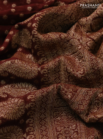 Banarasi georgette saree brown with allover thread & zari woven buttas and woven border