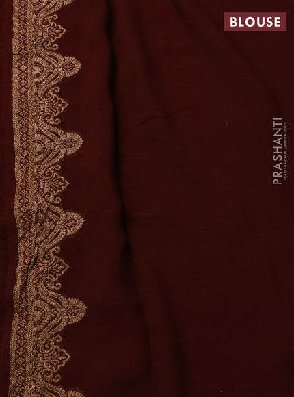Banarasi georgette saree brown with allover thread & zari woven buttas and woven border