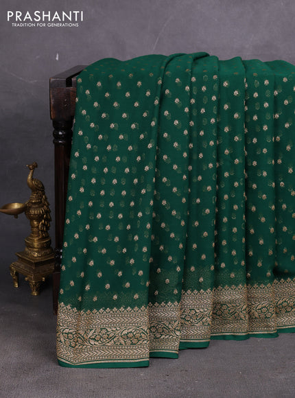 Banarasi georgette saree green with allover thread & zari woven buttas and woven border