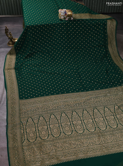 Banarasi georgette saree green with allover thread & zari woven buttas and woven border