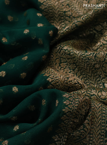 Banarasi georgette saree green with allover thread & zari woven buttas and woven border