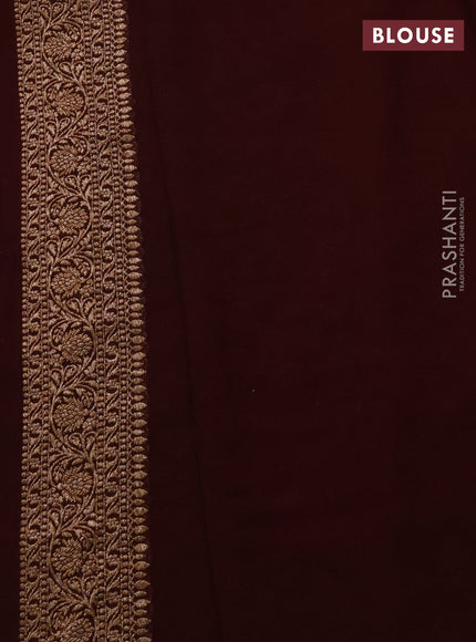 Banarasi georgette saree brown with allover thread & zari weaves and woven border