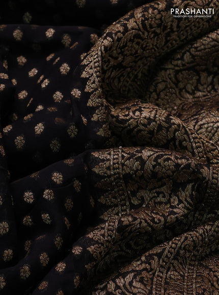 Banarasi georgette saree black with allover thread & zari woven buttas and woven border