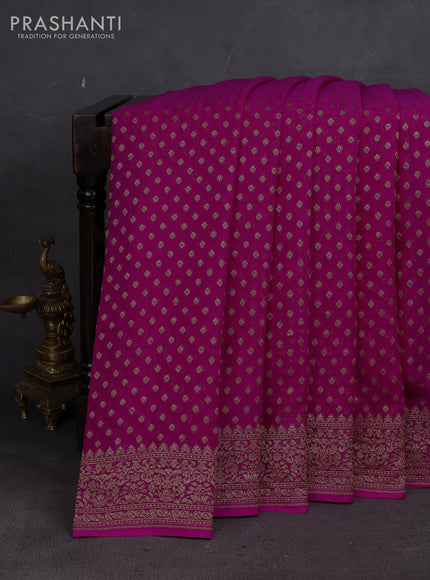 Banarasi georgette saree pink with allover thread & zari woven buttas and woven border