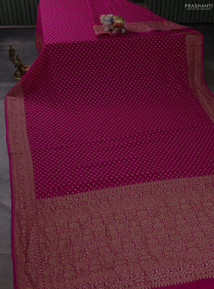 Banarasi georgette saree pink with allover thread & zari woven buttas and woven border