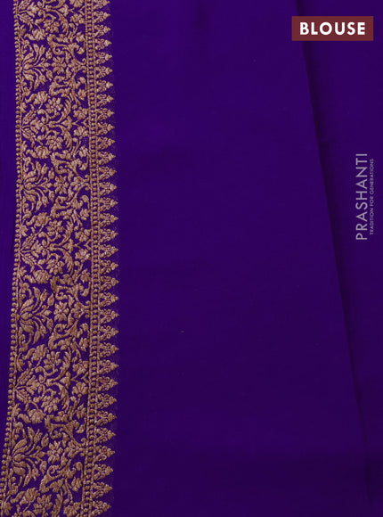 Banarasi georgette saree violet with allover thread & zari woven buttas and woven border