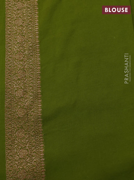 Banarasi georgette saree mehendi green with allover thread & zari weaves and woven border