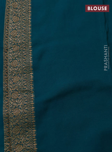 Banarasi georgette saree teal green with allover thread & zari weaves and woven border