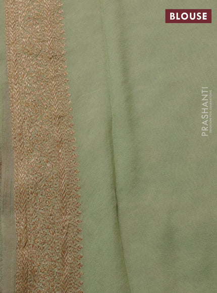 Banarasi georgette saree red and pastel green with allover thread & zari weaves and woven border