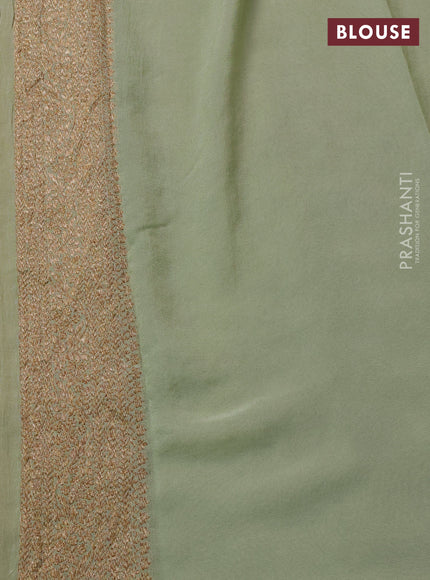 Banarasi georgette saree mustard yellow and pastel green with allover thread & zari weaves and woven border