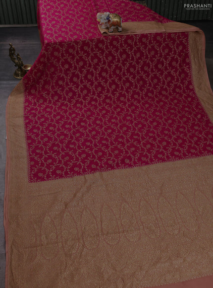Banarasi georgette saree pink and peach with allover thread & zari weaves and woven border