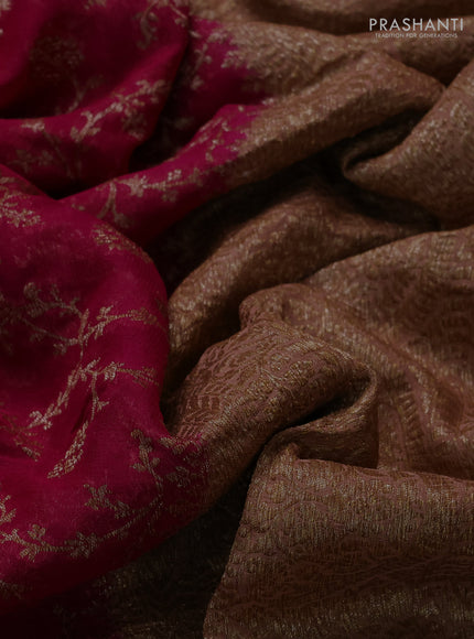 Banarasi georgette saree pink and peach with allover thread & zari weaves and woven border