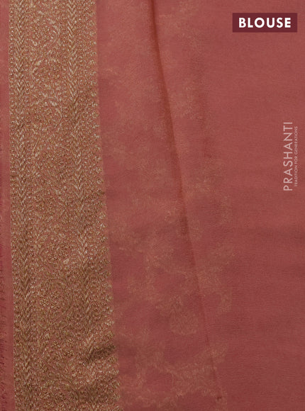 Banarasi georgette saree pink and peach with allover thread & zari weaves and woven border