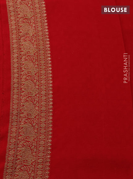 Banarasi georgette saree green and red with allover thread & zari woven buttas and woven border
