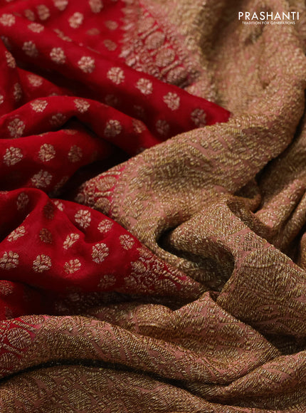 Banarasi georgette saree red and peach shade with allover thread & zari woven buttas and woven border