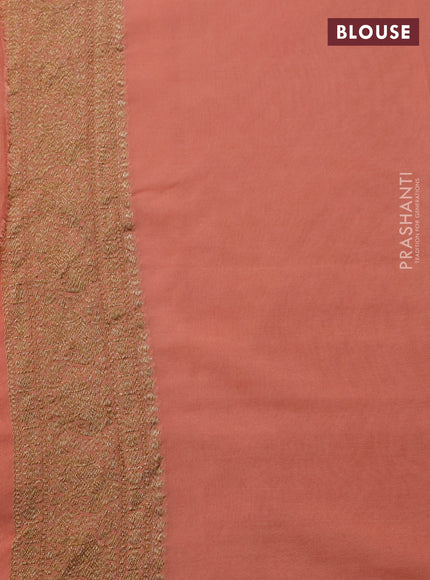 Banarasi georgette saree red and peach shade with allover thread & zari woven buttas and woven border