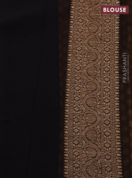 Banarasi georgette saree mustard yellow and black with allover thread & zari woven buttas and woven border