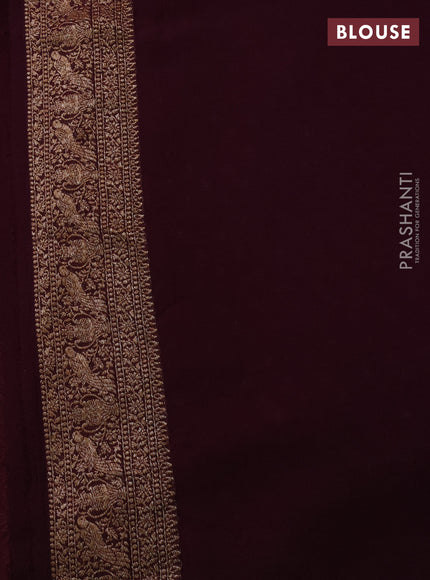 Banarasi georgette saree rustic orange and deep wine with allover thread & zari woven buttas and woven border