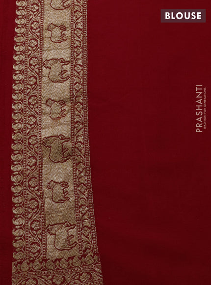 Banarasi georgette saree red with allover thread & zari woven buttas and long woven border