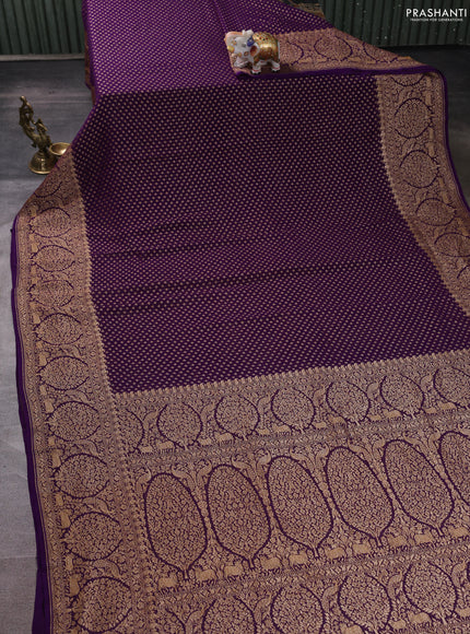 Banarasi georgette saree violet with allover thread & zari woven buttas and woven border