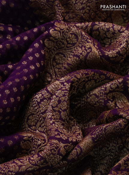 Banarasi georgette saree violet with allover thread & zari woven buttas and woven border