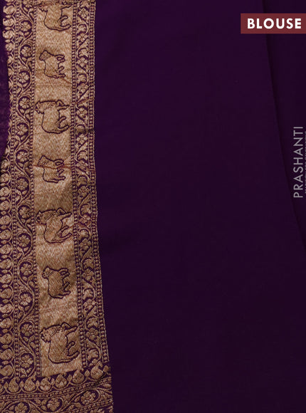 Banarasi georgette saree violet with allover thread & zari woven buttas and woven border