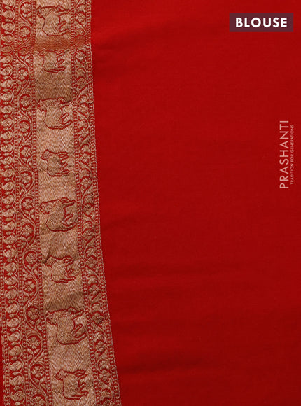 Banarasi georgette saree orange with allover thread & zari woven buttas and long woven border