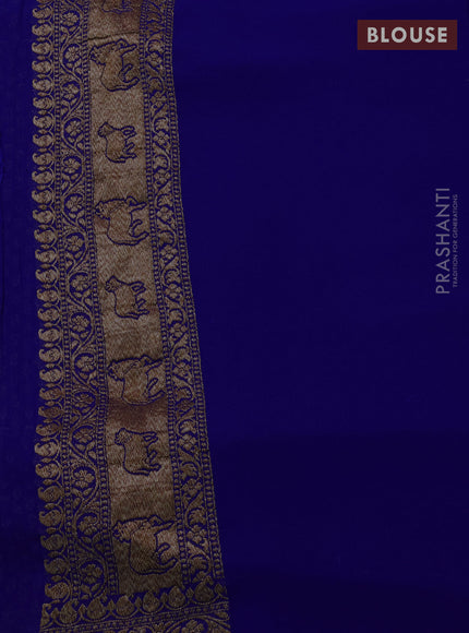 Banarasi georgette saree royal blue with allover thread & zari woven buttas and long woven border
