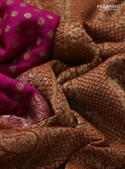 Banarasi georgette saree pink and rust shade with allover thread & zari woven buttas and long woven border