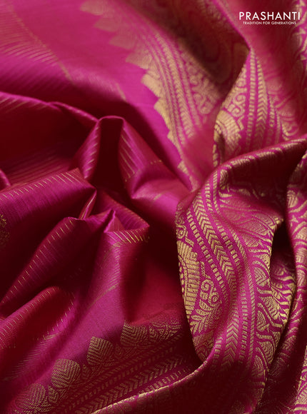 Pure kanchipuram silk saree pink with allover vairosi pattern & zari buttas and rettapet zari woven border