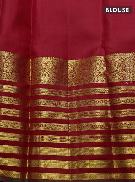 Pure kanchipuram silk saree red with zari woven buttas and long rich zari woven border