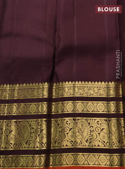 Pure kanchipuram silk saree coffee brown with zari woven buttas and rich zari woven annam border