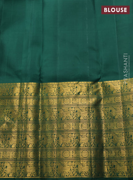 Pure kanchipuram silk saree green with allover zari woven buttas and long rich zari woven border