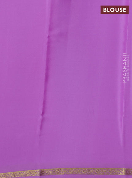 Pure mysore silk saree lavender with plain body and small zari woven border