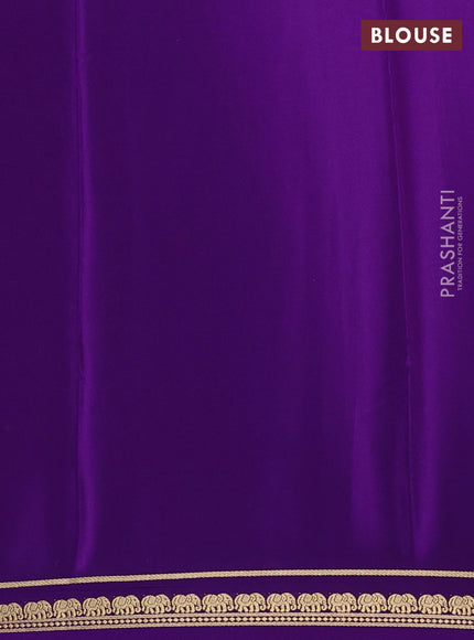 Pure mysore silk saree purple with plain body and small elephant zari woven border