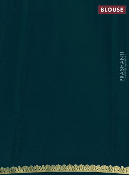 Pure mysore silk saree peacock green with plain body and small zari woven border