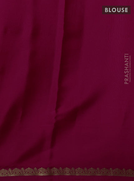 Pure mysore silk saree dark pink with plain body and small zari woven border