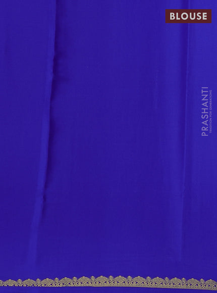 Pure mysore silk saree royal blue with plain body and small zari woven border