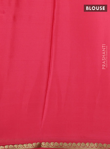 Pure mysore silk saree peach with plain body and small zari woven border