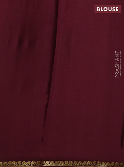 Pure mysore silk saree coffee brown with plain body and small zari woven border