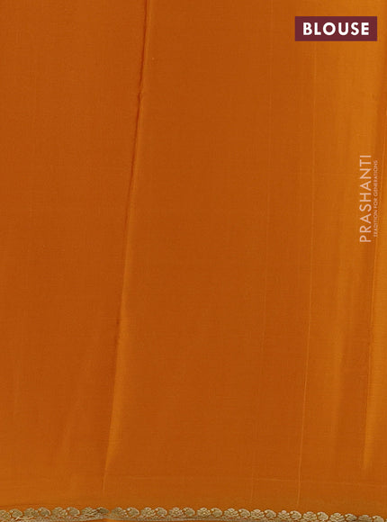 Pure mysore silk saree mustard yellow with plain body and small zari woven border