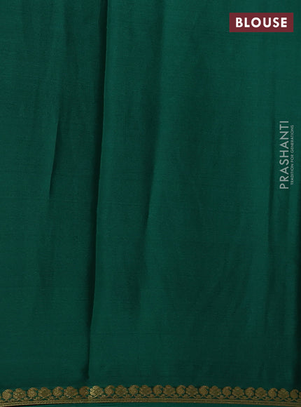 Pure mysore silk saree green with plain body and small zari woven border