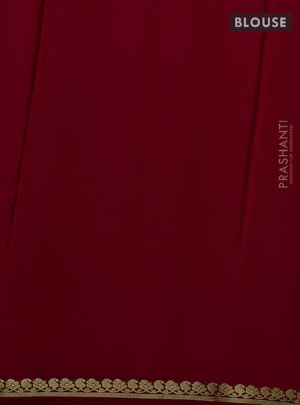 Pure mysore silk saree red with plain body and small zari woven border
