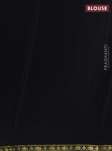 Pure mysore silk saree black with plain body and small zari woven border