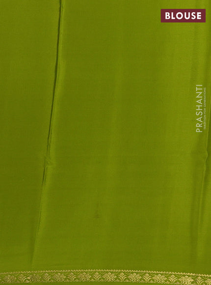 Pure mysore silk saree light green with plain body and small zari woven border