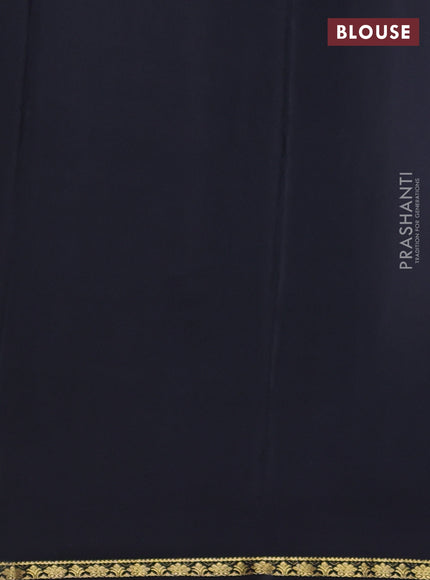 Pure mysore silk saree black with plain body and small zari woven border